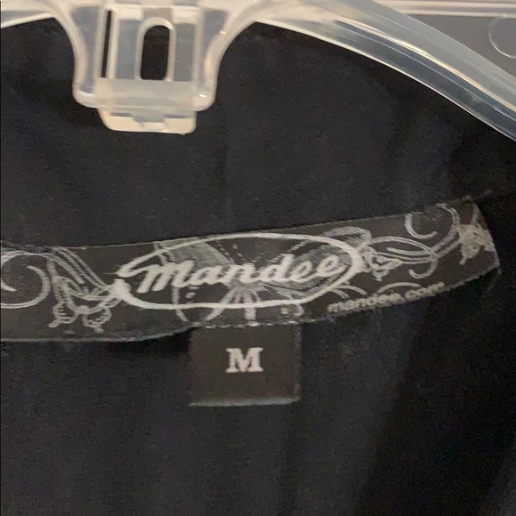 Sheer Black Button Up Tank Top with Pearl Collar - Picture 3 of 4